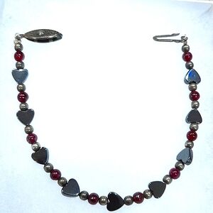 Heart Hematite Beaded Bracelet